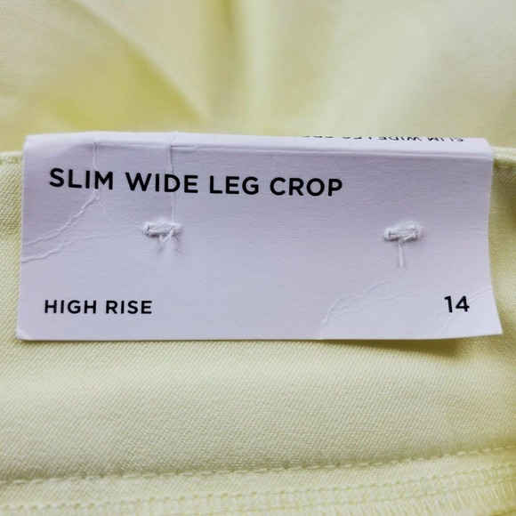 Ann Taylor Loft Womens Dress Pants Trousers SZ 14 Solid Yellow Wide Leg Crop NWT - Picture 4 of 11